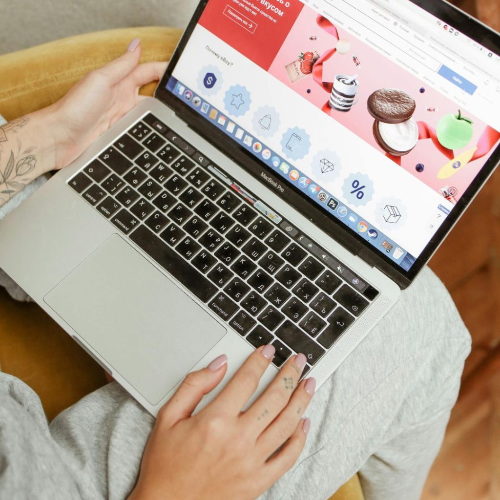 person using laptop
